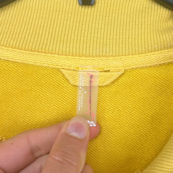 Free People In the Clouds Sweatshirt Quarter Zip Pullover Yellow Cozy Sz Small - Picture 5 of 13